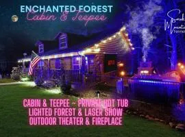 Enchanted Forest Cabin And Teepee! Lights & Laser Show! Private Hot Tub! Unique Stay!