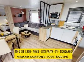 MH6pers-2ch-1sdb-lits faits-40m2-terrasse-tv--grand confort-empl calme-Kerlann