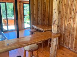 Cabañas vista al río, hotel dengan tab panas di Hornopiren