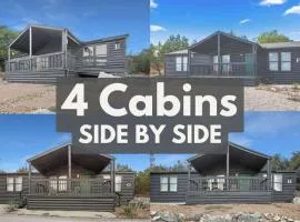 Starlight Horizon 4 Cabins EFGH - 4 Side-by-Side Cabins Pet-Friendly Texas Hill Country Group Stay Near Canyon Lake - Pool, Stargazing, Sleeps 32