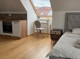 Modern rooftop studio - Terrace, Coffee, Wifi, hôtel à Vinohrady