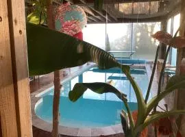 Wooden house with indoor pool