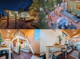 Cozy Cabin and Stargazing Dome Bedroom Deck BBQ Hammocks