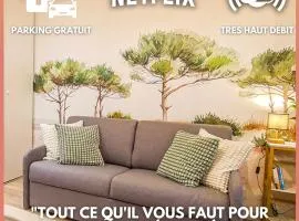 A L'ombre des Pins, Appartement neuf, élégant, Parking gratuit, Netflix, au calme à 100m de l'océan