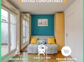 Refuge confortable - Terrasse - Gare Villiers à 2 min