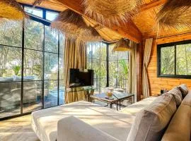 Evergreen 1BR Wood Cabin with Bassin & Terrace