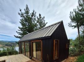 Acuarela minicasas con piscina en Lago Vichuquen