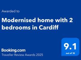 Modernised home with 2 bedrooms in Cardiff，位于卡迪夫的酒店