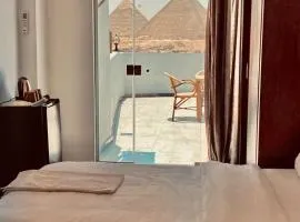 Isis Pyramids and sphinx view
