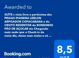 Quarto Deluxe e banheiro privativo c vista livre e perto das PRAIAS IPANEMA LEBLON ARPOADOR COPACABANA e do CRISTO REDENTOR do BONDINHO PÃO AÇUCAR ETC Chegando mais cedo que o Check-in do meio-dia, deixe suas malas, idem no Check-out das 10h manhã