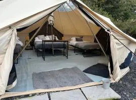 Cozy Hot Tent with Log Burner & Hot Tub Right Tent