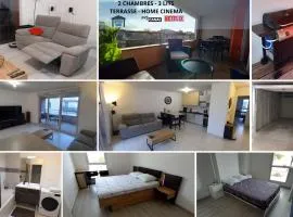 Le Barbusse LYON-T3-Garage-Terrasse-3 lits-Home Cinema