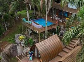 Cabana Bali com vista - Pousada Sunset View, hotel i Praia do Rosa