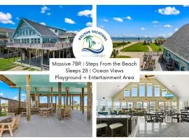 Walk to Sea! Spacious Beachfront w 7BR! Sleeps 28!