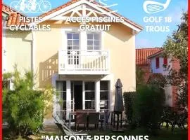 "ENTRE GREENS ET VAGUES" Maison de vacances, cœur d'un golf, résidence privée, accès piscines gratuit