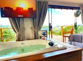 Recanto Pôr do Sol com banheira e lareira