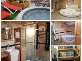 Suite de charme avec terrasse, spa extérieur et petit piscine