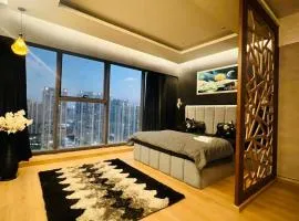 Black themed Suite with Panoramic Glass wall