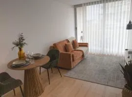 Flat with garage and balcony with view to a garden