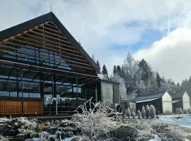 Lakeforest Dedinky Wellness Chata privát jacuzzi aj sauna, výhľad na jazero