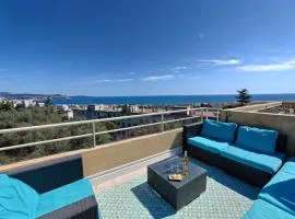 Appartement toit terrasse Nice-ouest avec parking, clim et piscine