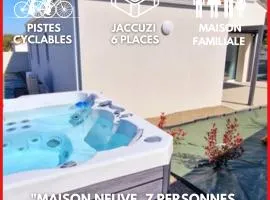 "LE BONHEUR EST DANS LE VEILLON" Maison neuve 3 chambres de 2025, 7 personnes, avec jacuzzi 6 personnes et climatisation réversible