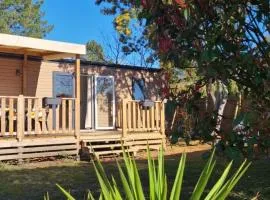 Mobilhome 6 personnes climatisation, TV, lave-vaisselle, 2 salle de bain, 3 chambres au camping Les Vignes à Lit-et-Mixe dans les Landes avec piscine,