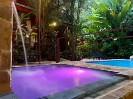 Private Villa with Pool & Heated Jacuzzi, AC, Jungle Garden Near Amenities & Beach