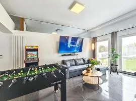 Loft für bis zu 12, Whirlpool, Infrarotsauna, Arcade-Spiele, Tischfußball, Wii