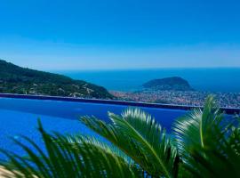 Qoople Villa Tepe with infinity pool and panoramic view, hotel Alanyában