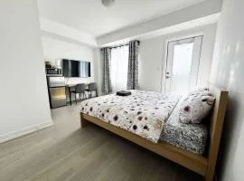 Modern Private Room Private Bathroom with King Bed with TV and Balcony Midtown Downtown Toronto