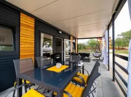 Cosy modern mini house 11 by the sea with private terrace in Limoni Camp - Walk to Beach & Local Taverns