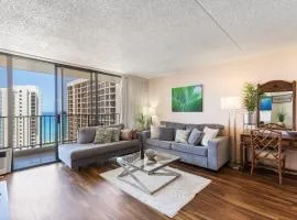 Sky-High Oceanview Escape at Waikiki Banyan with Free Parking (23214)