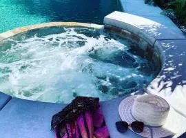 Mineral Saltwater Solar heated Pool & Spa Oasis with mountain views and Koi pond