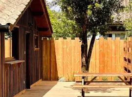 Cabin, terrace and enclosed garden