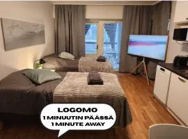Viihtyisä korkealuokkainen, tilava ja parvekkeellinen yksiö Logomolla 1-2hlö