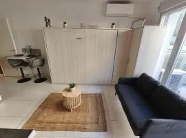 Studio calme et paisible, climatisé avec terrasse au dernier étage, 100m du tramway et 20 min de la promenade des anglais