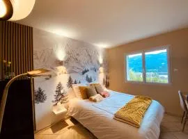 Bellevue T1 cozy avec piscine et panorama alpin - proche du lac