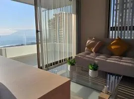 Exclusivo departamento tres dormitorios, capacidad 6 personas, excelente vista al mar para disfrutar de las puestas de sol