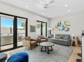 Salty Serenity Villa - New Luxe Escape with Hot Tub Spa & Rocket Views - Walk to Beach