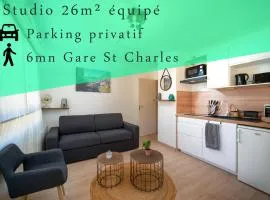 Appartement tout équipé avec parking à 6min à pied de la gare st charles