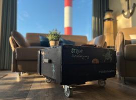 Fehmarn में, होटल Ferienwohnung Marienleuchte - BeltBlick 1 - Erste Reihe Meerblick, 2 Schlafzimmer, Garten