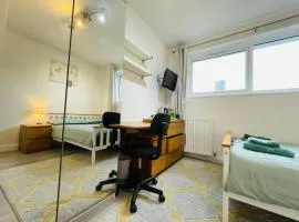 Spacious double bedroom with private bathroom private bathroom and and a new quality mattress in London Canary Wharf for short stay or long let near O2 and Excel Exhibition centre and easy to reach from all airports in around London