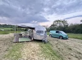 1940's Airstreams at Hartridge Springs Spa Glamping with luxury shower facilities and a wood fired Sauna