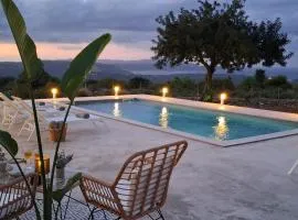 Stone villa Halepa panoramic view, private pool,big garden & quiet
