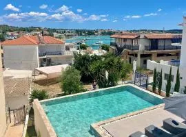 Portoheli Villa Downtown, Pool & Port view