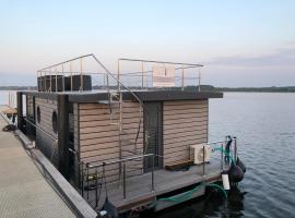 Hausboot Fjord Nordstern mit Dachterrasse in Schleswig, barco en Schleswig