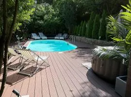 Luxus-Familienvilla mit privatem Pool und XXL Whirlpool, Kamin, Grill & Blick in die Weinberge
