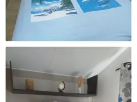 Mobilhome avec terrasse couverte à 800 m de la plage