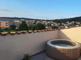 Appartement chaleureux avec jacuzzi-Terrasses rooftop-Rafraîchisseur-Parking-wifi